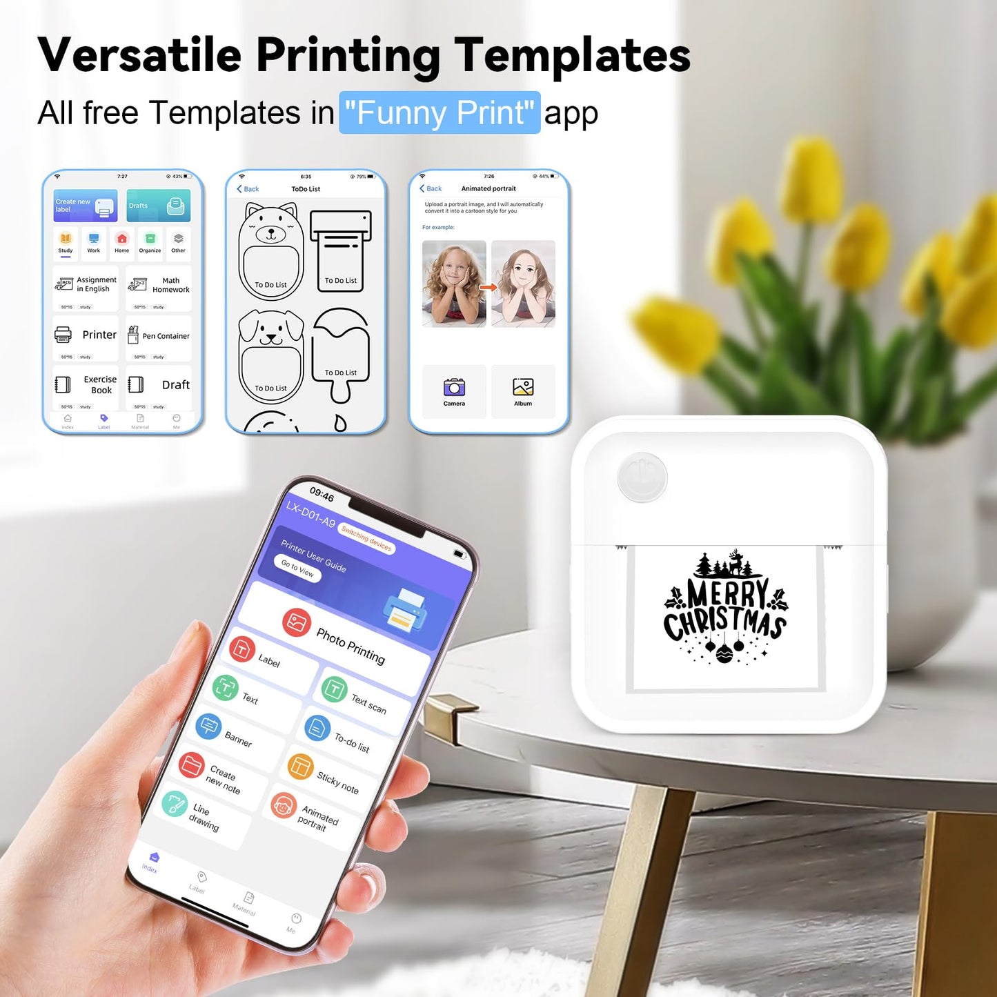 Label Maker Machine - Mini Label Printer Portable Thermal Printer for Home,Office,Organization,Bluetooth Sticker Printer for Phones,Sticker Maker for Kids School Items Photo,Note Labels