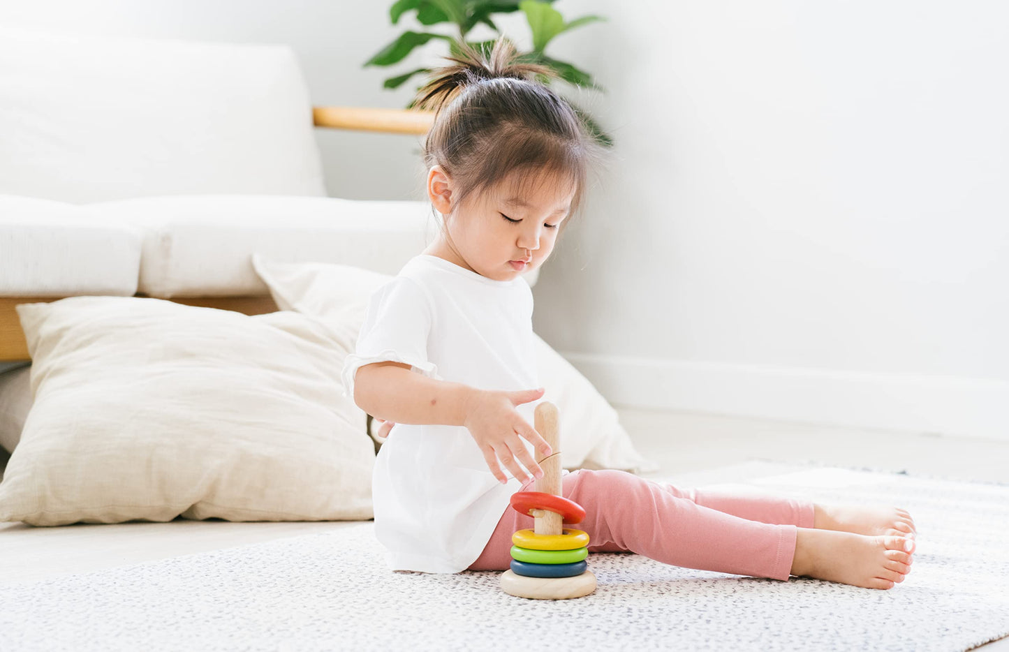 PlanToys Stacking Toys Tree Set - Chemical-Free Toddler Toys Featuring 9 Wooden Pieces