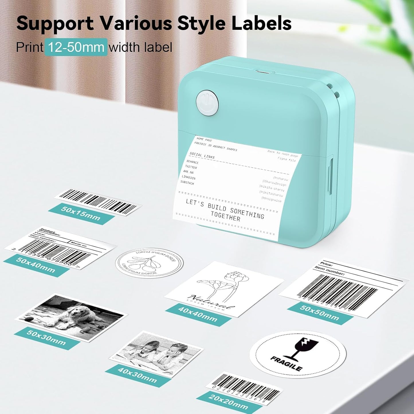 Label Maker Machine - Mini Label Printer Portable Thermal Printer for Home,Office,Organization,Bluetooth Sticker Printer for Phones,Sticker Maker for Kids School Items Photo,Note Labels