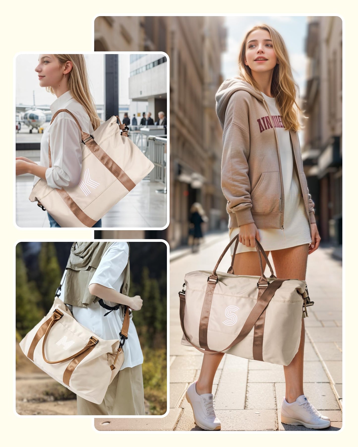 Graduation Gifts for Girls, Initial Travel Duffel Bag, Sports Bag, Personalized Weekender Bag,Monogram Overnight Bag Gift for Grandmother,Birthday Gifts Personalized Gifts (Letter M)