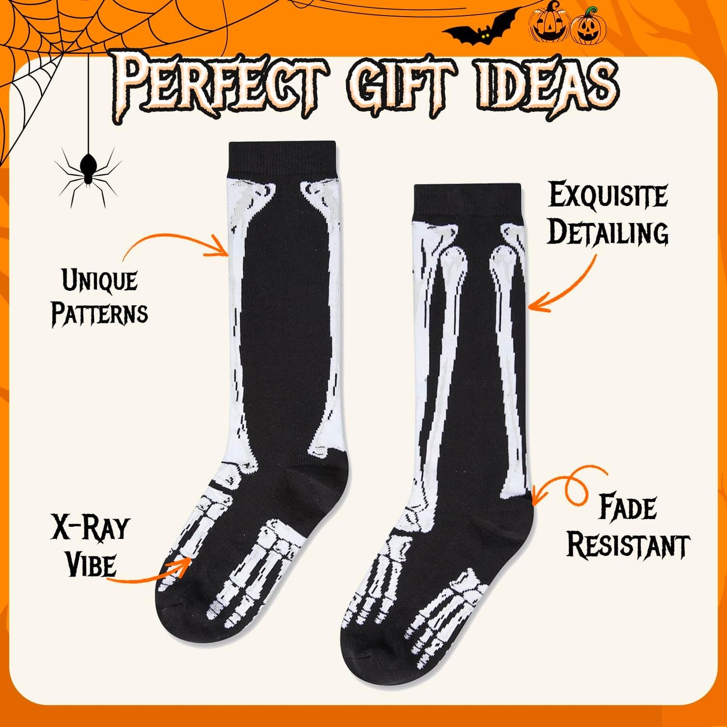 HAPPYPOP Halloween Gifts Socks Ideas - Spooky Gifts for Men Women, Halloween Gifts for Teens, Skeleton Gifts for Man Woman