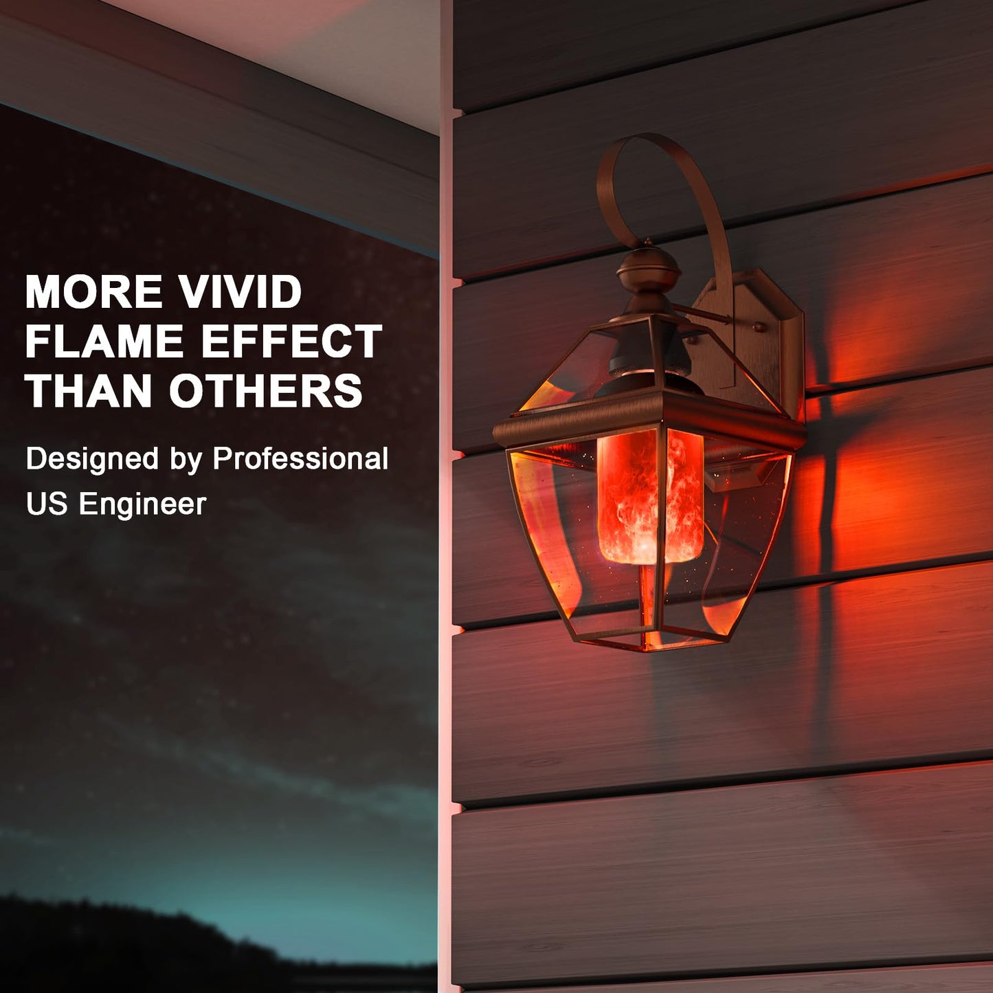 Hompavo 【Upgraded】 LED Flame Light Bulbs, 4 Modes Flickering Light Bulbs with Upside Down Effect, E26/E27 Flame Bulb for Halloween Christmas Party Patio Porch Home Indoor & Outdoor Decorations - 2
