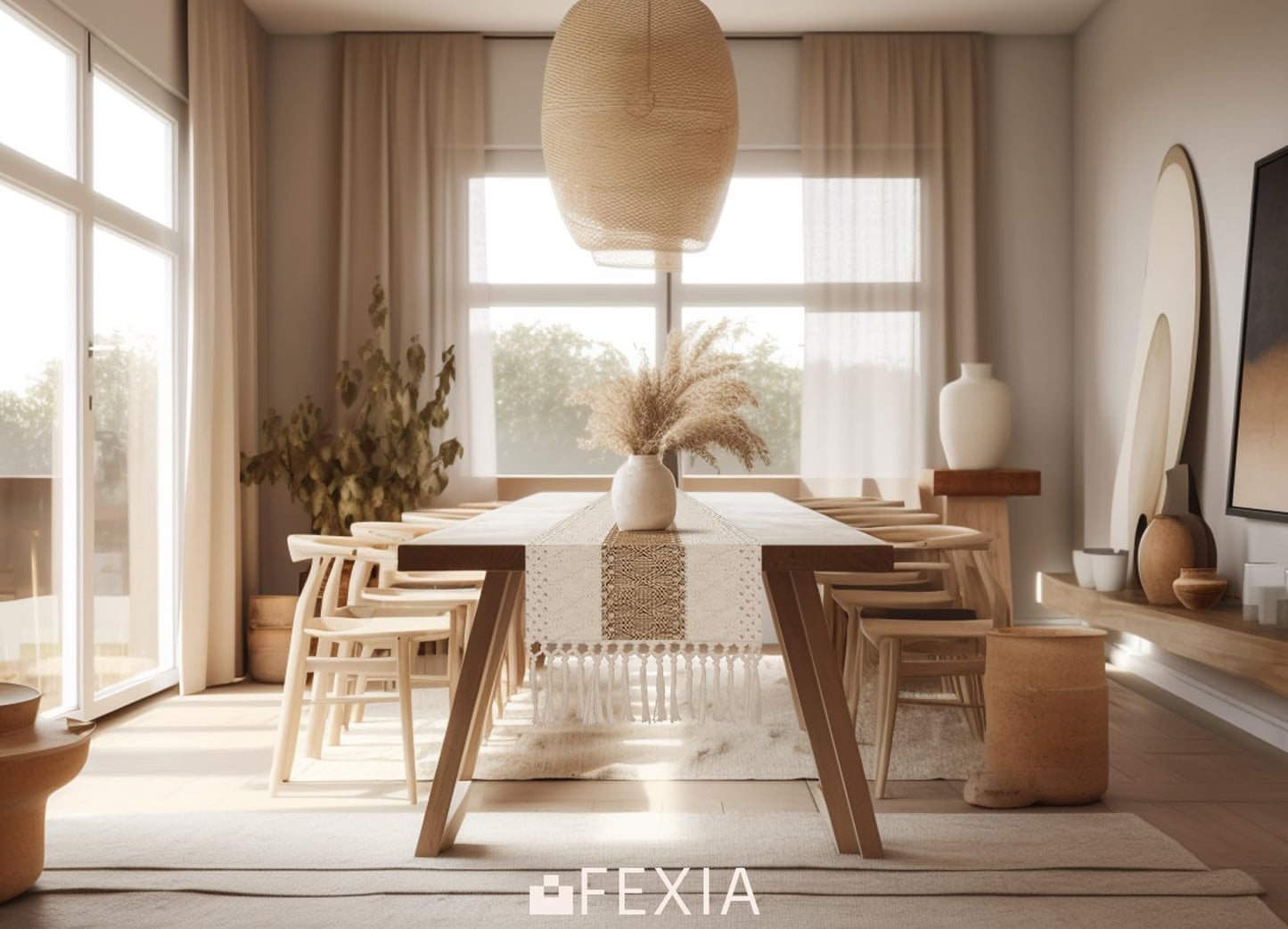 FEXIA Thanksgiving Table Runner for Home Decor with Tassels 72 Inches Long Farmhouse Rustic Boho Table Runner Macrame Burlap Fall Table Decoration for Living Room Bridal Shower(12x72 Inches)