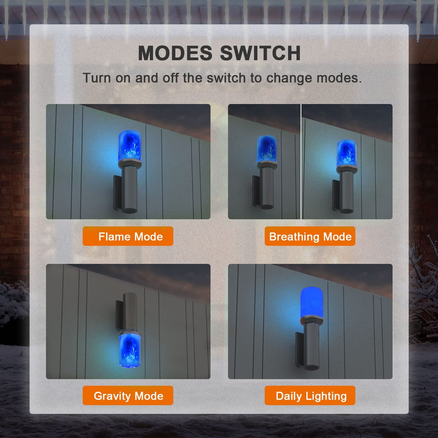Hompavo 【Upgraded】 LED Flame Light Bulbs, 4 Modes Flickering Light Bulbs with Upside Down Effect, E26/E27 Flame Bulb for Halloween Christmas Party Patio Porch Home Indoor & Outdoor Decorations - 2