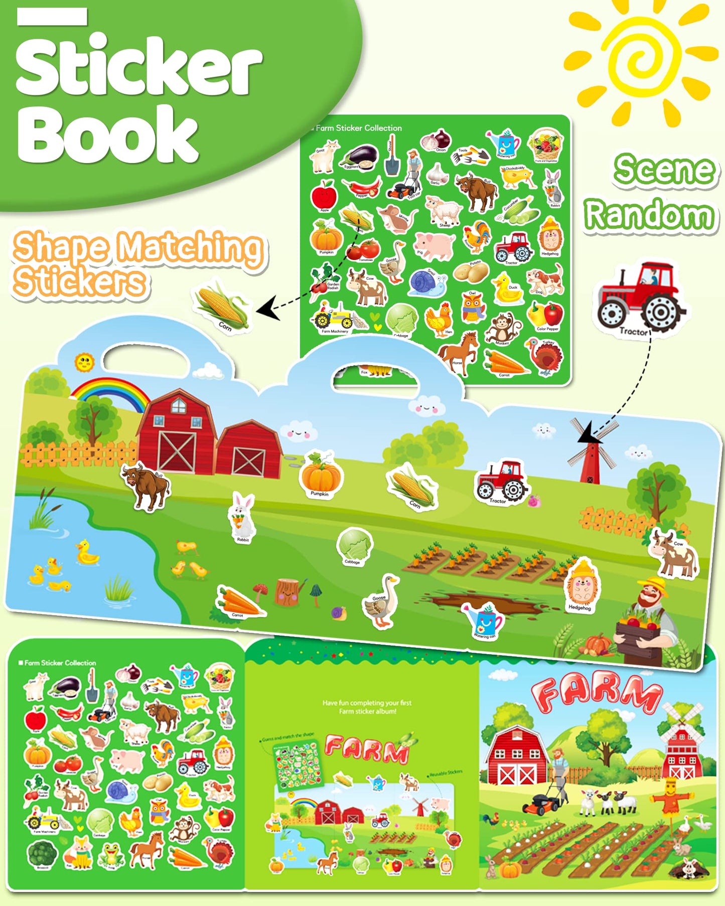 Benresive Halloween Reusable Sticker Book for Toddlers 2-4 Year, Travel Halloween Stickers for Kids, Waterproof Sticker Books for Toddlers 1-3, 38 Pcs Crafts Activities for Todddlers 1-3 2-4 3-5