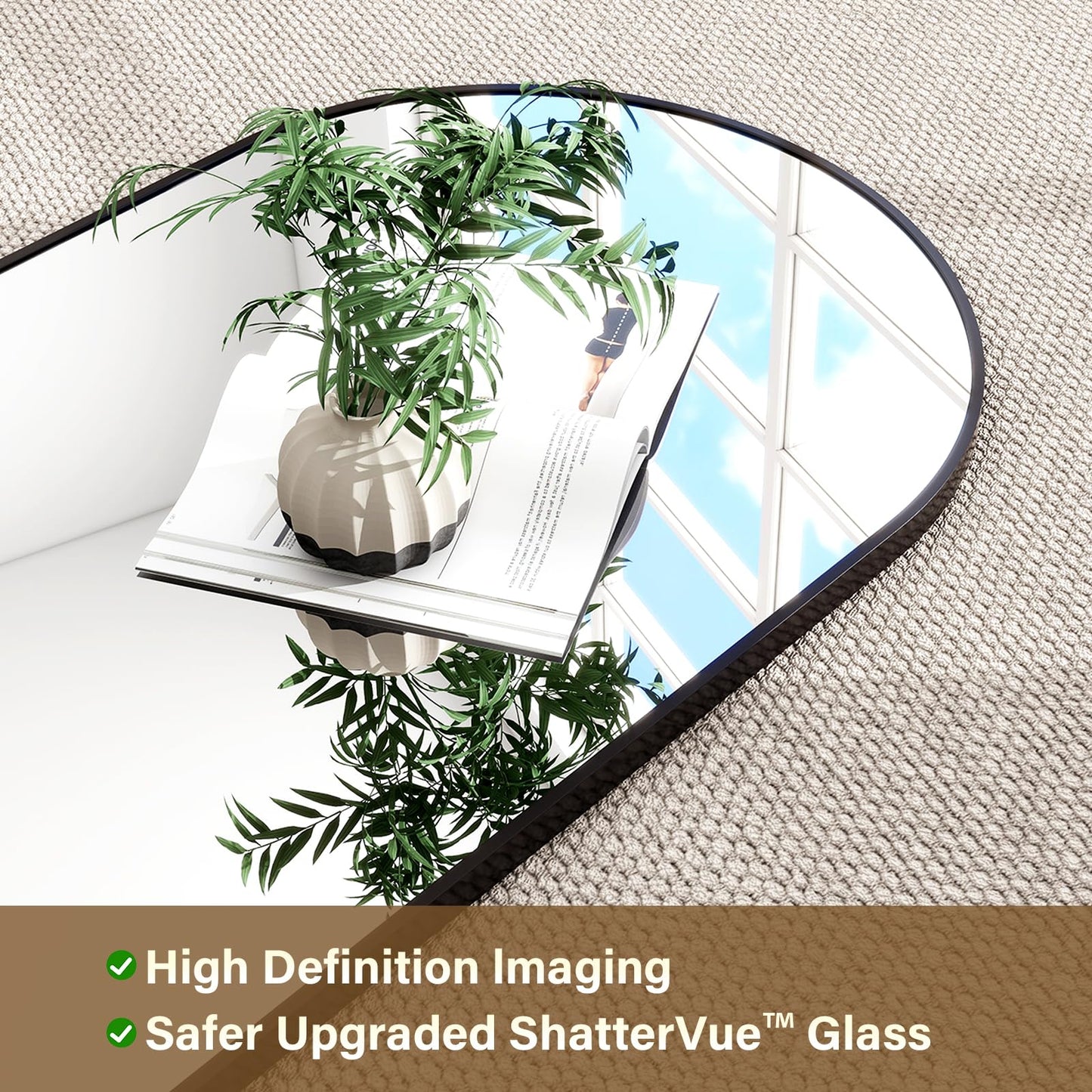 HARRITPURE 64"x21" Arched Full Length Mirror Free Standing Leaning Mirror Hanging Mounted Mirror Aluminum Frame Modern Simple Home Decor for Living Room Bedroom Cloakroom, Gold