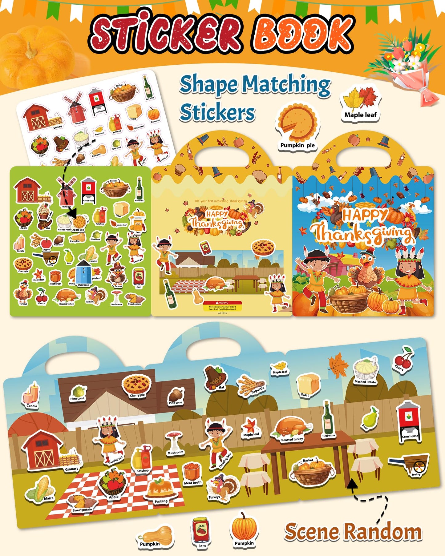 Benresive Halloween Reusable Sticker Book for Toddlers 2-4 Year, Travel Halloween Stickers for Kids, Waterproof Sticker Books for Toddlers 1-3, 38 Pcs Crafts Activities for Todddlers 1-3 2-4 3-5