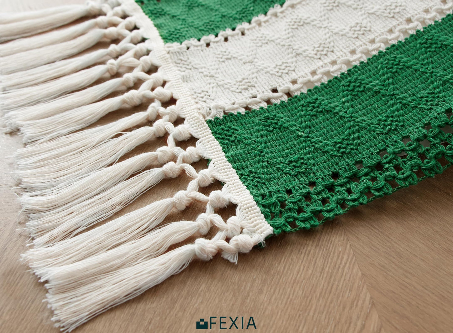 FEXIA Thanksgiving Table Runner for Home Decor with Tassels 72 Inches Long Farmhouse Rustic Boho Table Runner Macrame Burlap Fall Table Decoration for Living Room Bridal Shower(12x72 Inches)