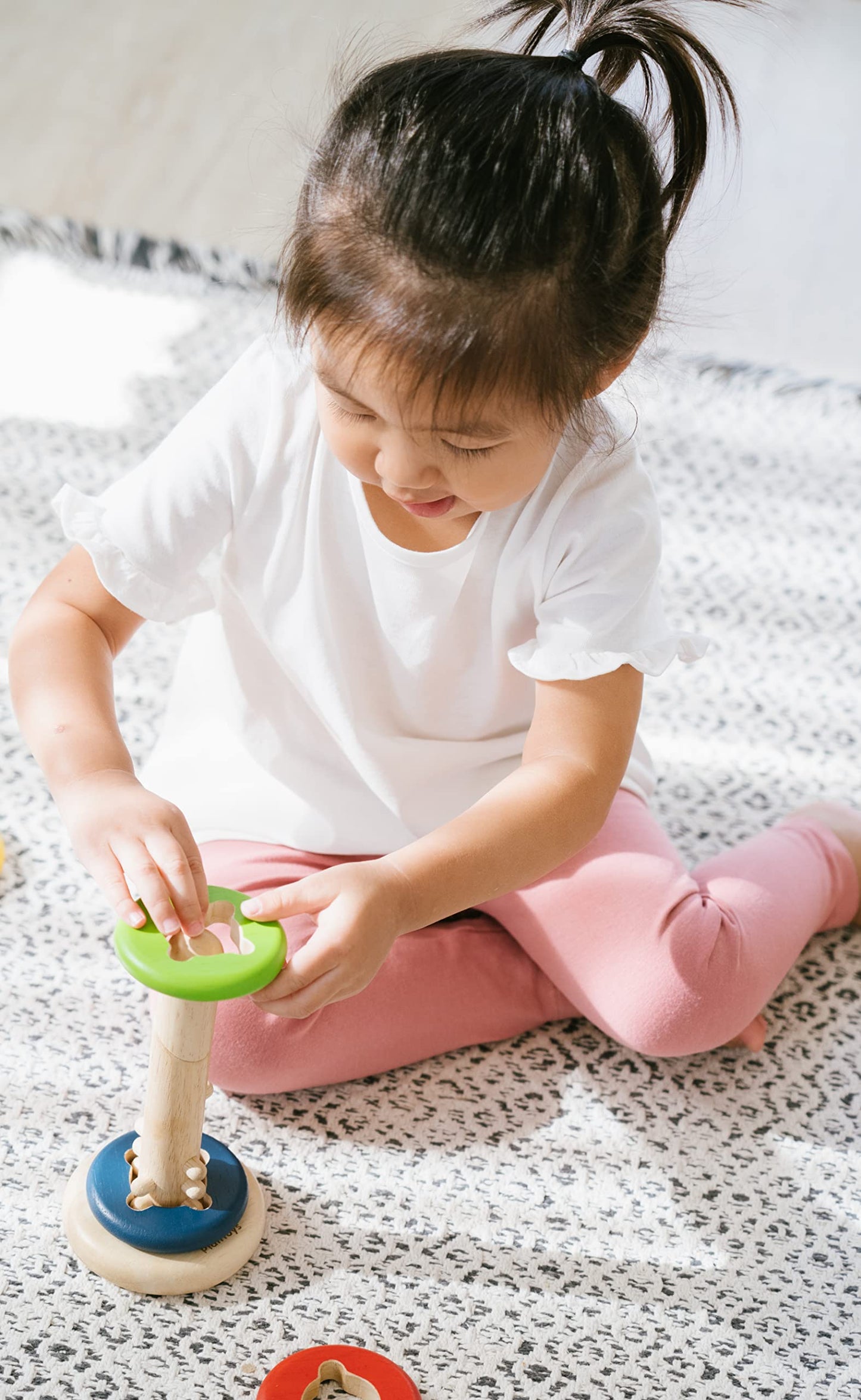 PlanToys Stacking Toys Tree Set - Chemical-Free Toddler Toys Featuring 9 Wooden Pieces