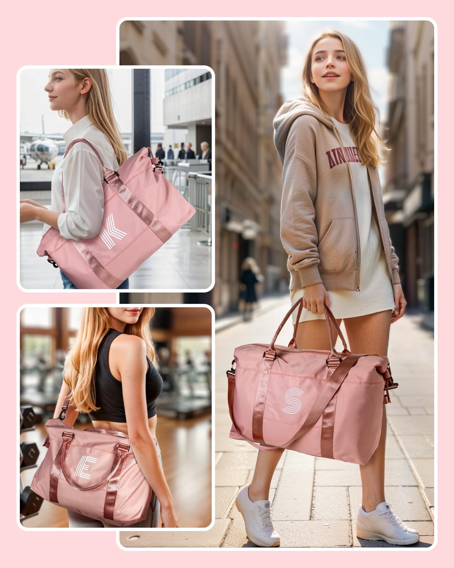 Graduation Gifts for Girls, Initial Travel Duffel Bag, Sports Bag, Personalized Weekender Bag,Monogram Overnight Bag Gift for Grandmother,Birthday Gifts Personalized Gifts (Letter M)