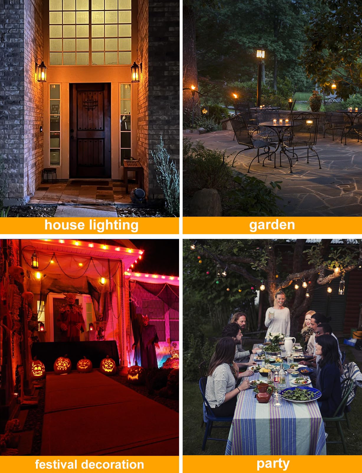 Hompavo 【Upgraded】 LED Flame Light Bulbs, 4 Modes Flickering Light Bulbs with Upside Down Effect, E26/E27 Flame Bulb for Halloween Christmas Party Patio Porch Home Indoor & Outdoor Decorations - 2