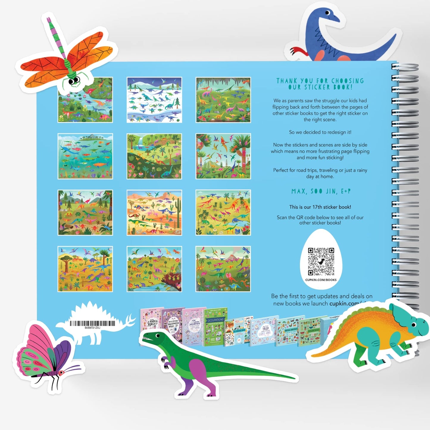 Cupkin Animal Sticker Book Activity for Kids, Toddler Airplane Travel Essentials, 500+ Habitat Stickers for Kids + 12 Scenes + 12 Coloring Book Pages, Animal Lover Kids Gift, Kids Crafts for Ages 2-8