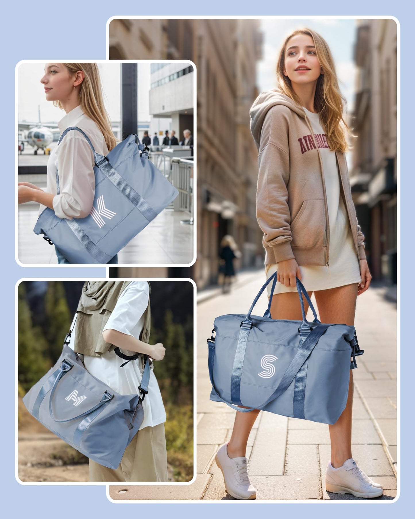 Graduation Gifts for Girls, Initial Travel Duffel Bag, Sports Bag, Personalized Weekender Bag,Monogram Overnight Bag Gift for Grandmother,Birthday Gifts Personalized Gifts (Letter M)