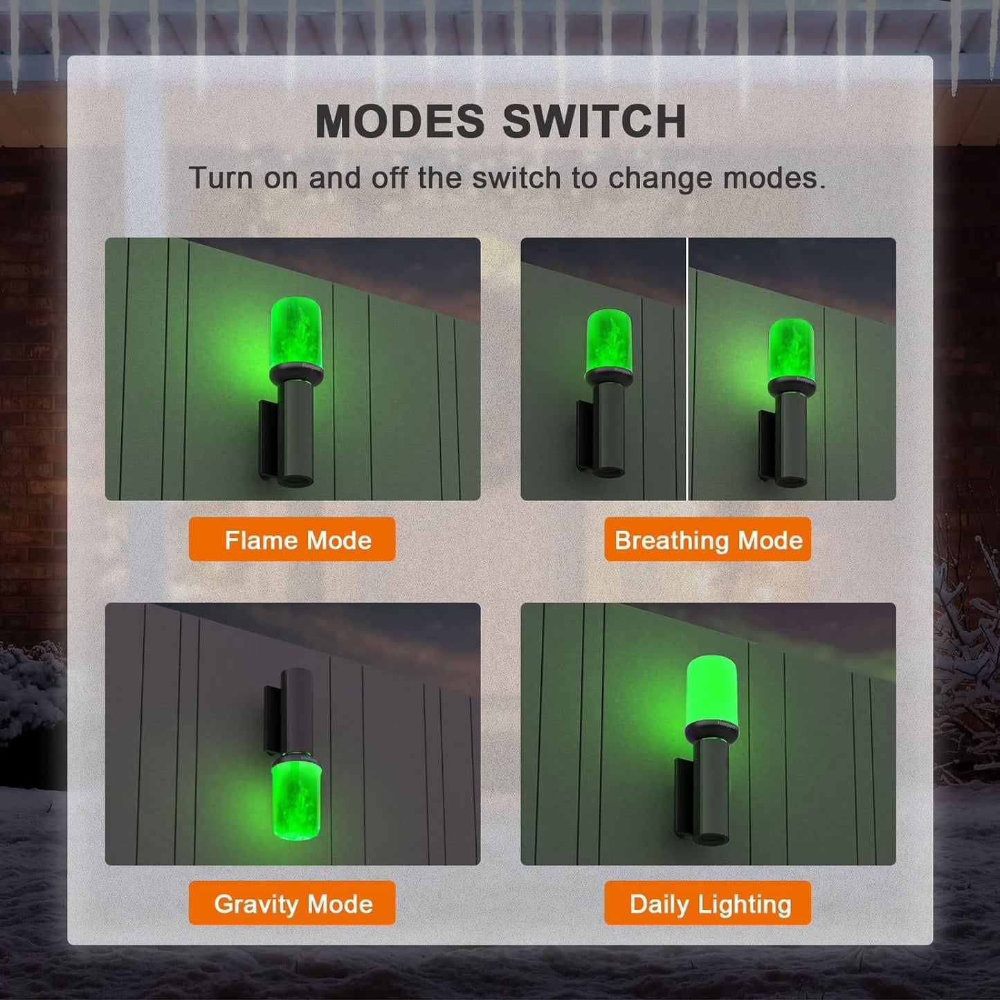 Hompavo 【Upgraded】 LED Flame Light Bulbs, 4 Modes Flickering Light Bulbs with Upside Down Effect, E26/E27 Flame Bulb for Halloween Christmas Party Patio Porch Home Indoor & Outdoor Decorations - 2