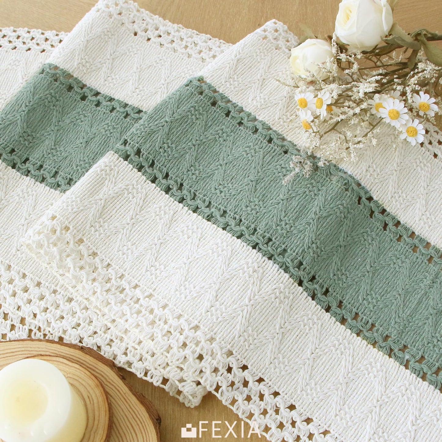 FEXIA Thanksgiving Table Runner for Home Decor with Tassels 72 Inches Long Farmhouse Rustic Boho Table Runner Macrame Burlap Fall Table Decoration for Living Room Bridal Shower(12x72 Inches)