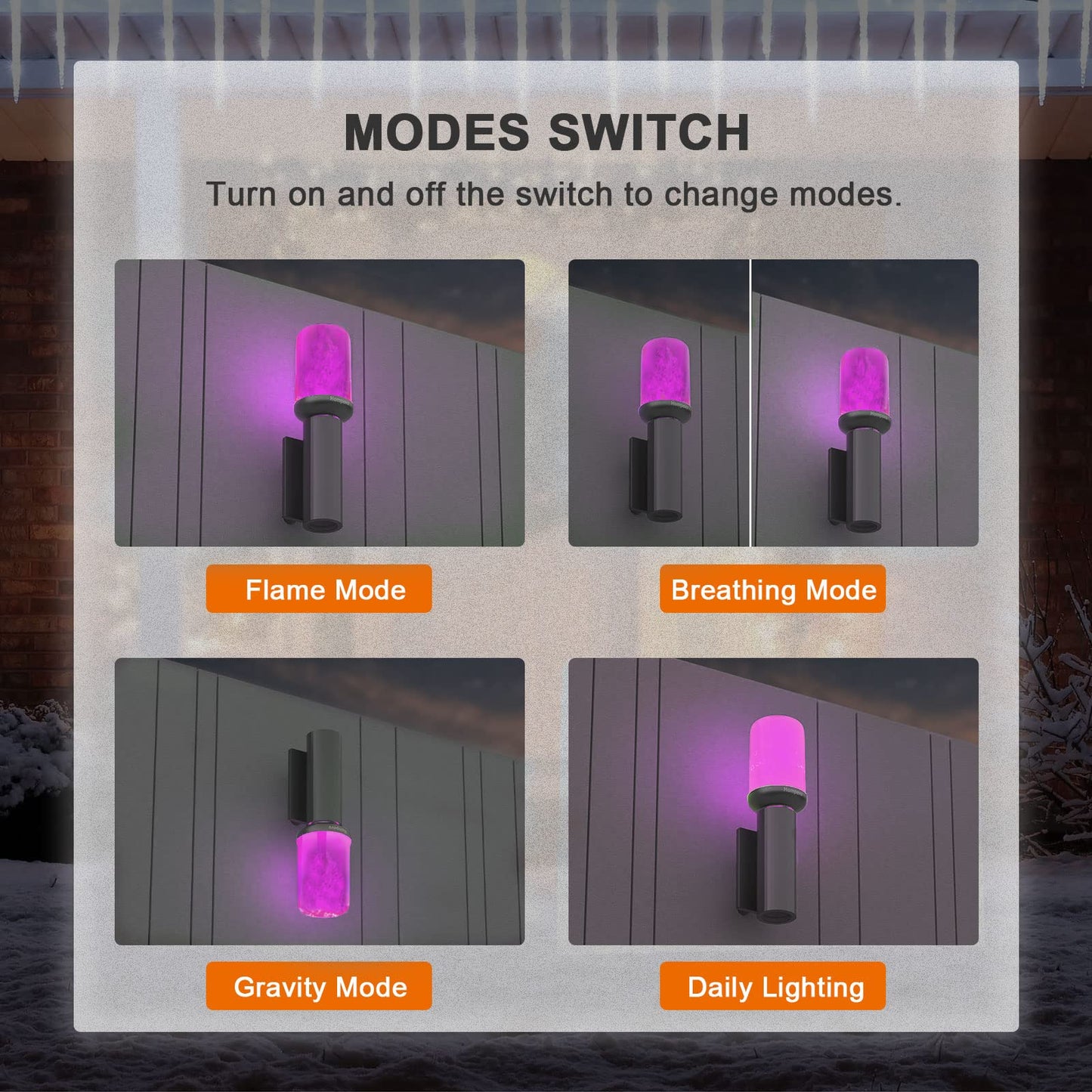 Hompavo 【Upgraded】 LED Flame Light Bulbs, 4 Modes Flickering Light Bulbs with Upside Down Effect, E26/E27 Flame Bulb for Halloween Christmas Party Patio Porch Home Indoor & Outdoor Decorations - 2