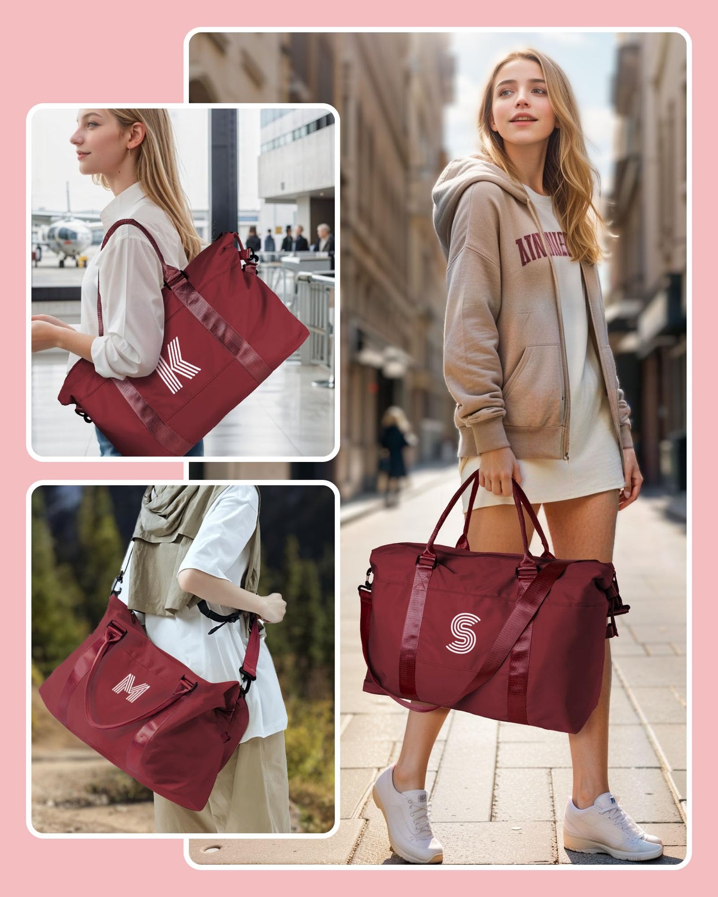 Graduation Gifts for Girls, Initial Travel Duffel Bag, Sports Bag, Personalized Weekender Bag,Monogram Overnight Bag Gift for Grandmother,Birthday Gifts Personalized Gifts (Letter M)