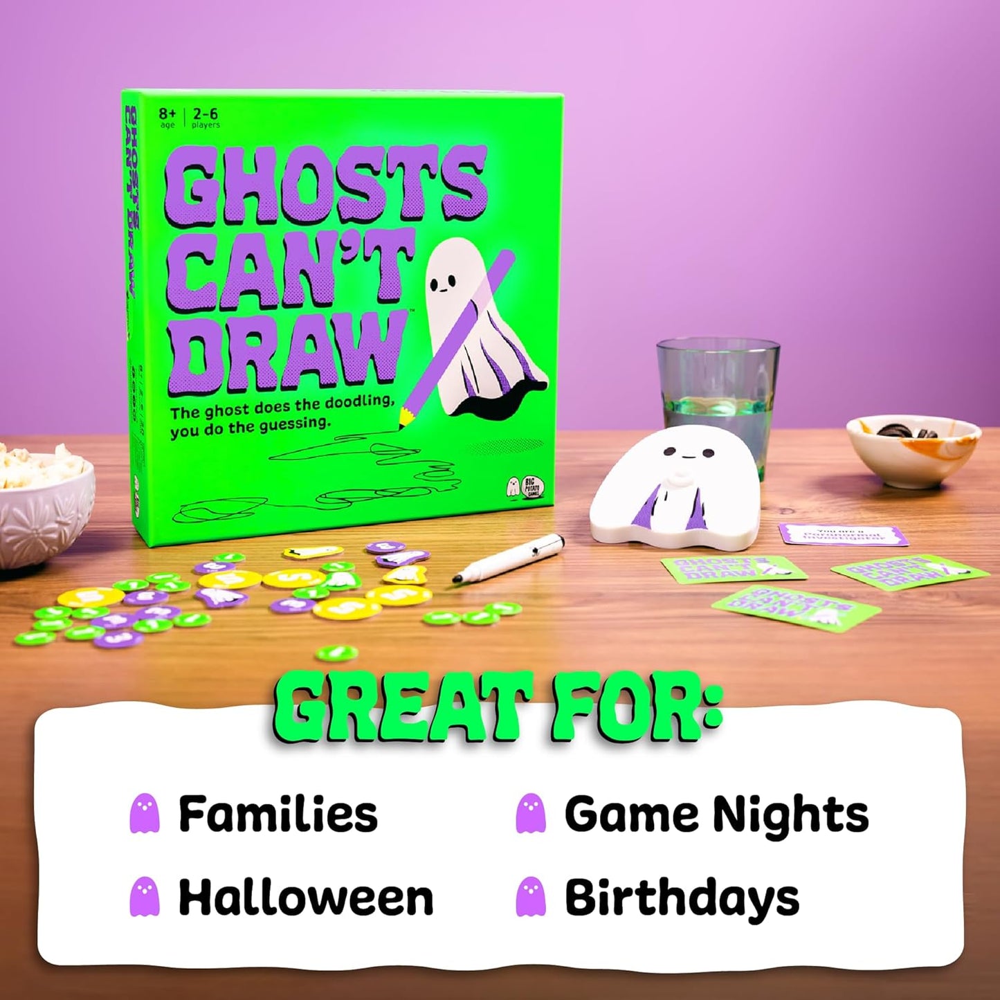 Ghosts Can't Draw: A Fun, Spooky Board Game for Kids and Adults, Perfect for Halloween, Birthday Parties and Family Game Nights