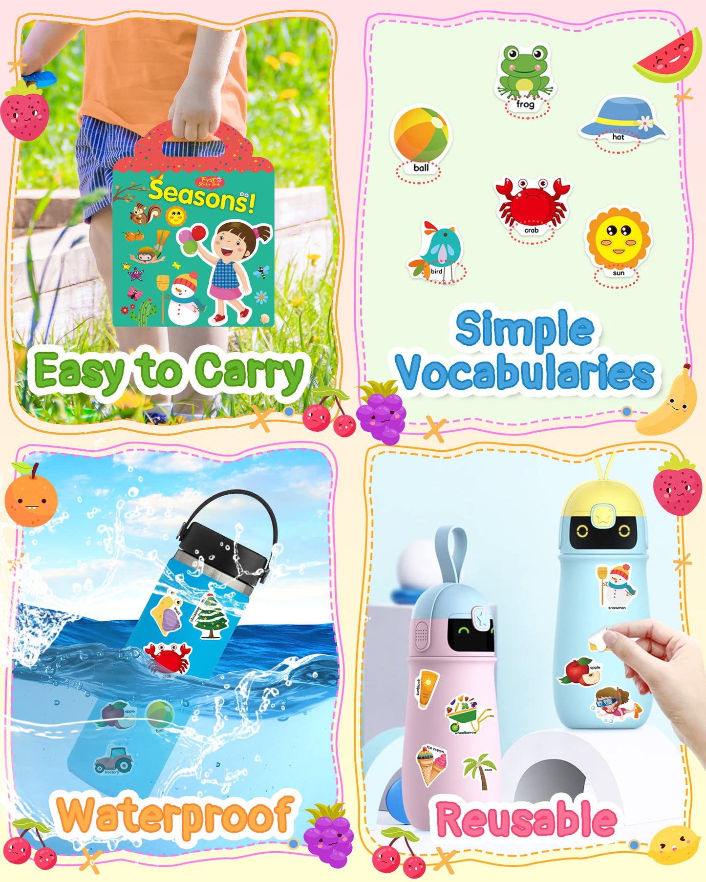 Benresive Halloween Reusable Sticker Book for Toddlers 2-4 Year, Travel Halloween Stickers for Kids, Waterproof Sticker Books for Toddlers 1-3, 38 Pcs Crafts Activities for Todddlers 1-3 2-4 3-5