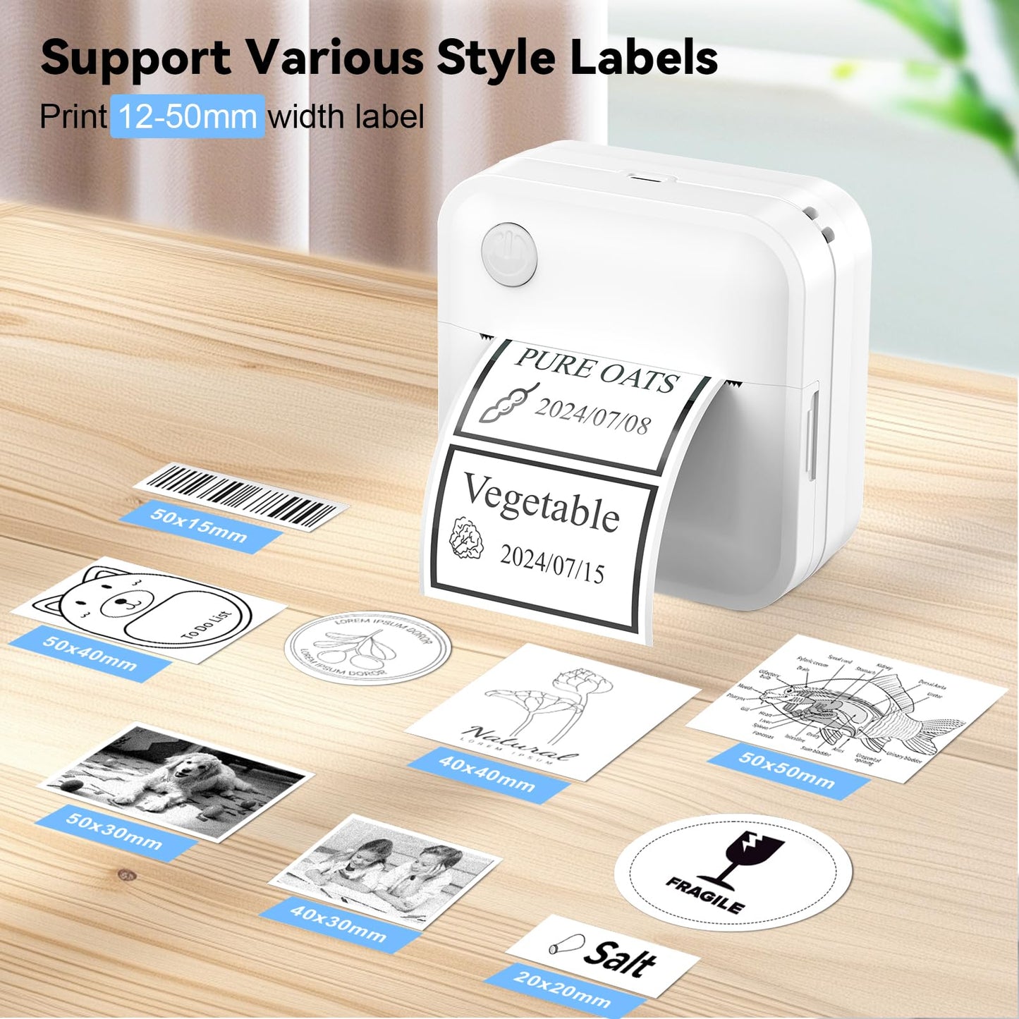 Label Maker Machine - Mini Label Printer Portable Thermal Printer for Home,Office,Organization,Bluetooth Sticker Printer for Phones,Sticker Maker for Kids School Items Photo,Note Labels