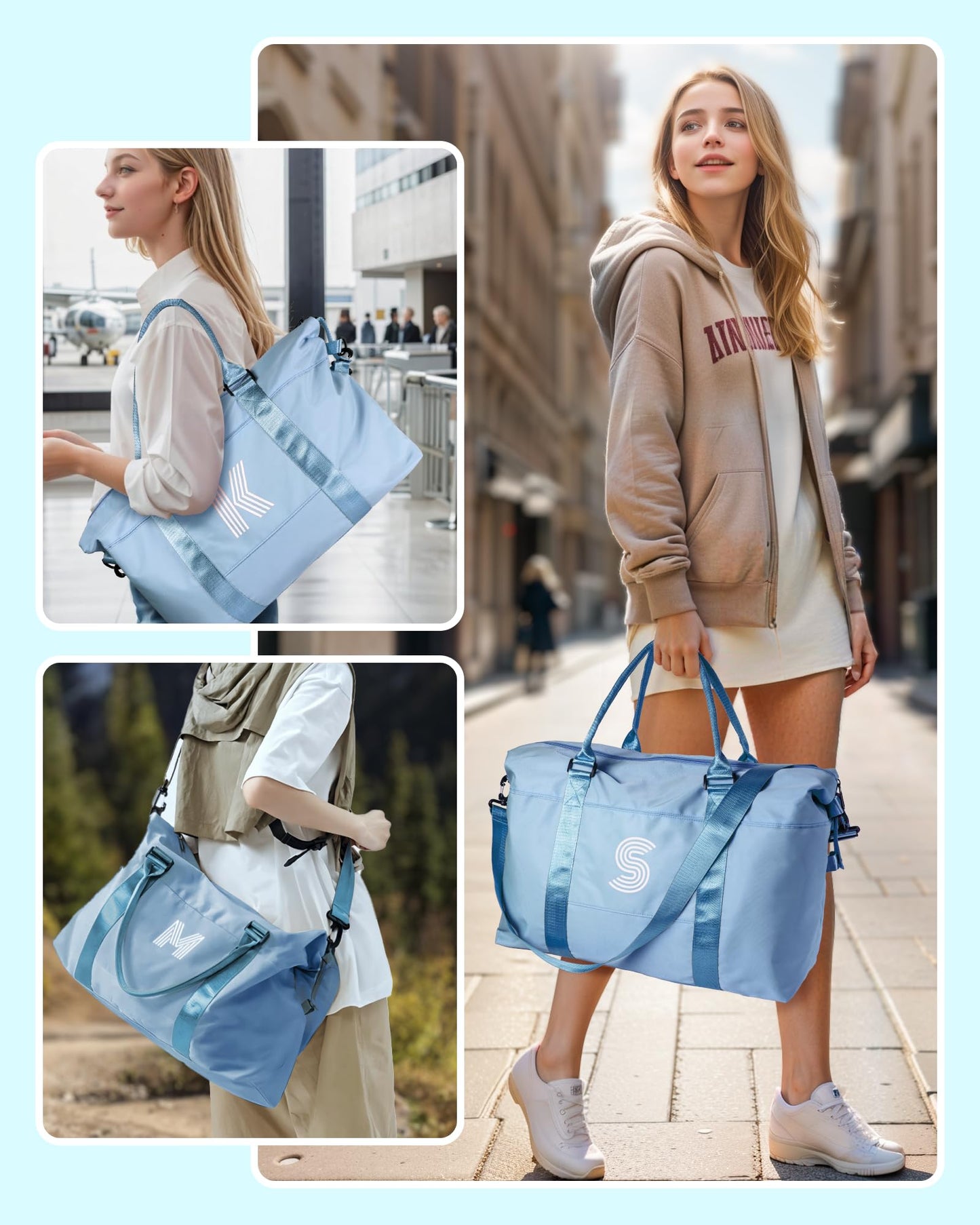 Graduation Gifts for Girls, Initial Travel Duffel Bag, Sports Bag, Personalized Weekender Bag,Monogram Overnight Bag Gift for Grandmother,Birthday Gifts Personalized Gifts (Letter M)