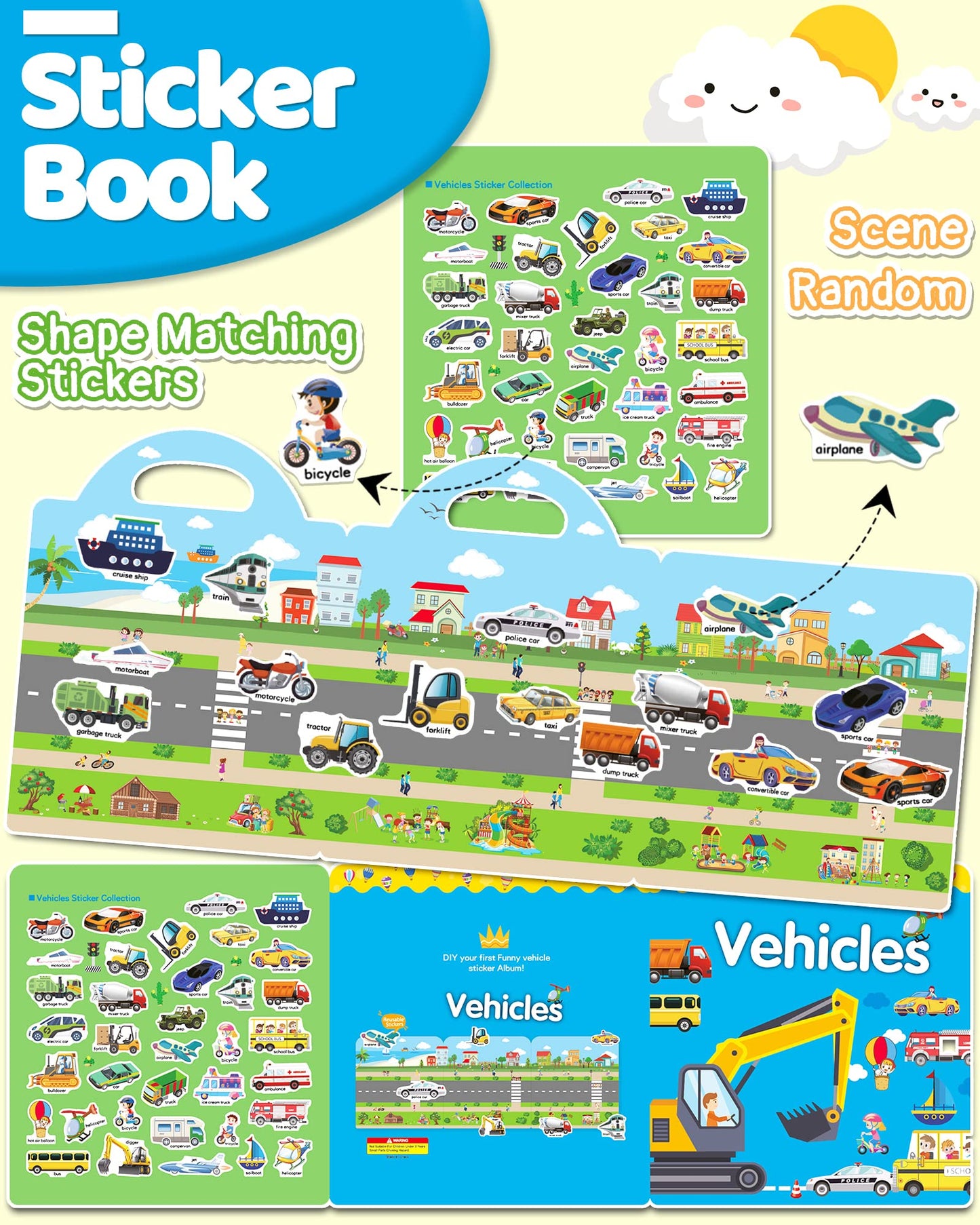 Benresive Halloween Reusable Sticker Book for Toddlers 2-4 Year, Travel Halloween Stickers for Kids, Waterproof Sticker Books for Toddlers 1-3, 38 Pcs Crafts Activities for Todddlers 1-3 2-4 3-5
