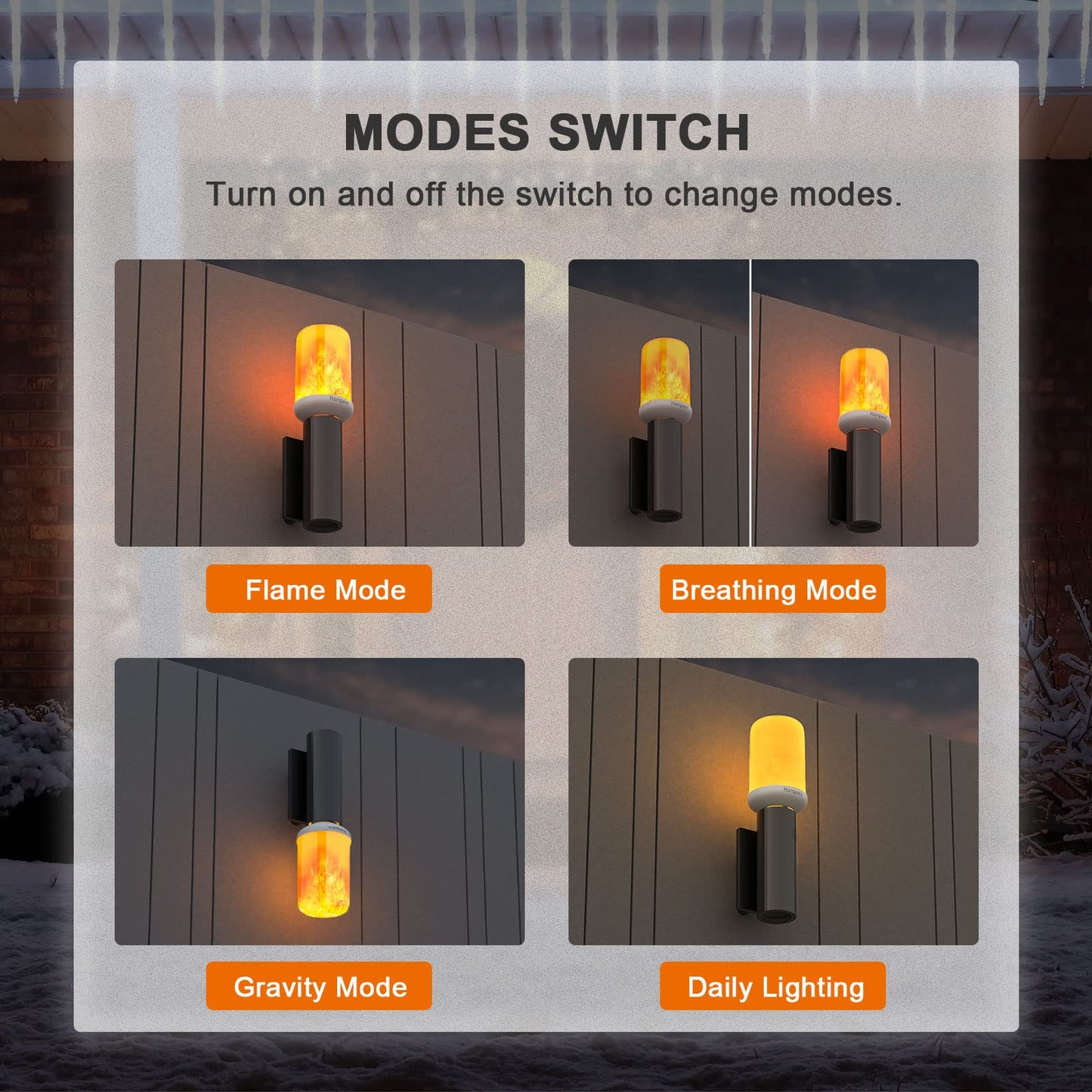 Hompavo 【Upgraded】 LED Flame Light Bulbs, 4 Modes Flickering Light Bulbs with Upside Down Effect, E26/E27 Flame Bulb for Halloween Christmas Party Patio Porch Home Indoor & Outdoor Decorations - 2