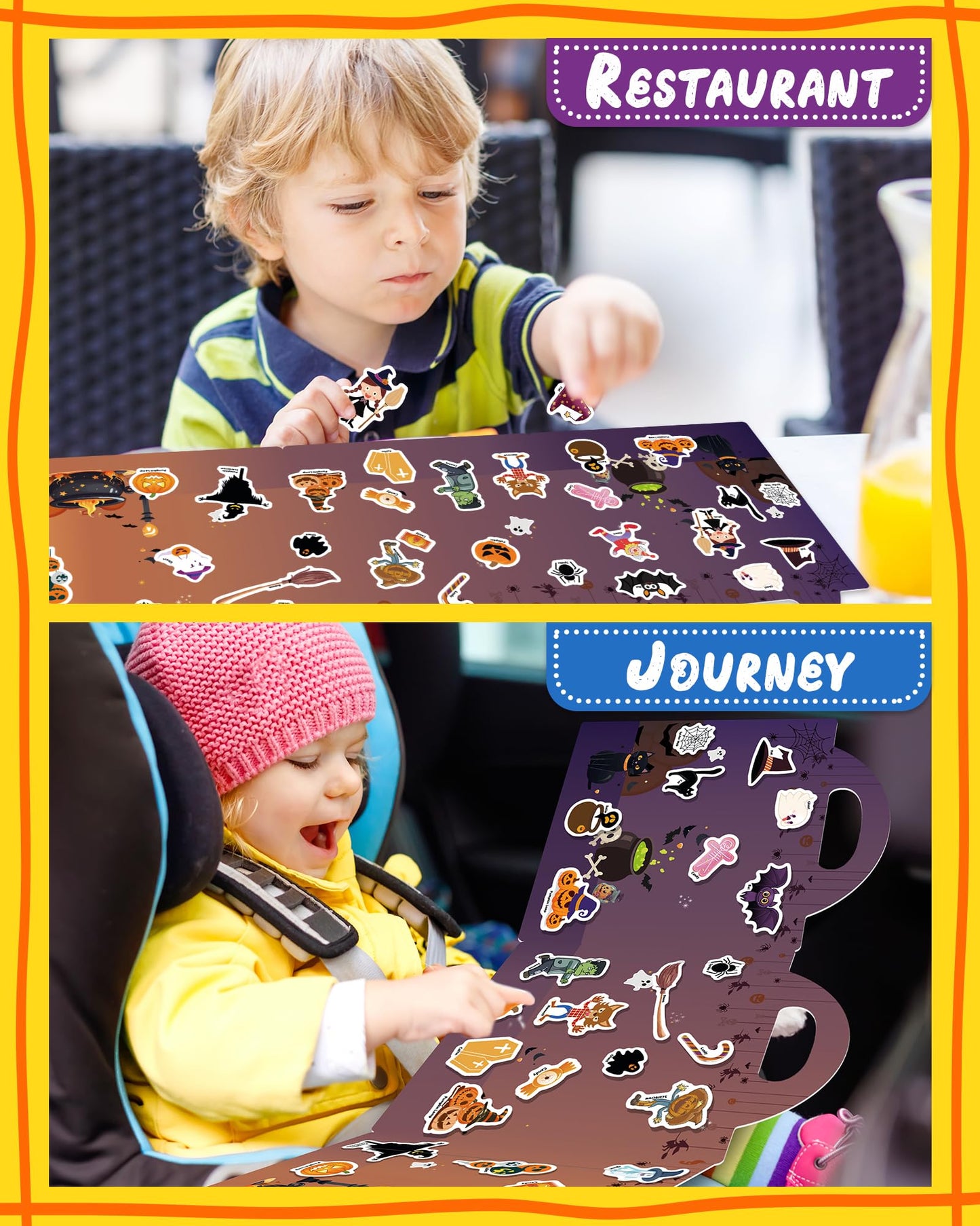 Benresive Halloween Reusable Sticker Book for Toddlers 2-4 Year, Travel Halloween Stickers for Kids, Waterproof Sticker Books for Toddlers 1-3, 38 Pcs Crafts Activities for Todddlers 1-3 2-4 3-5