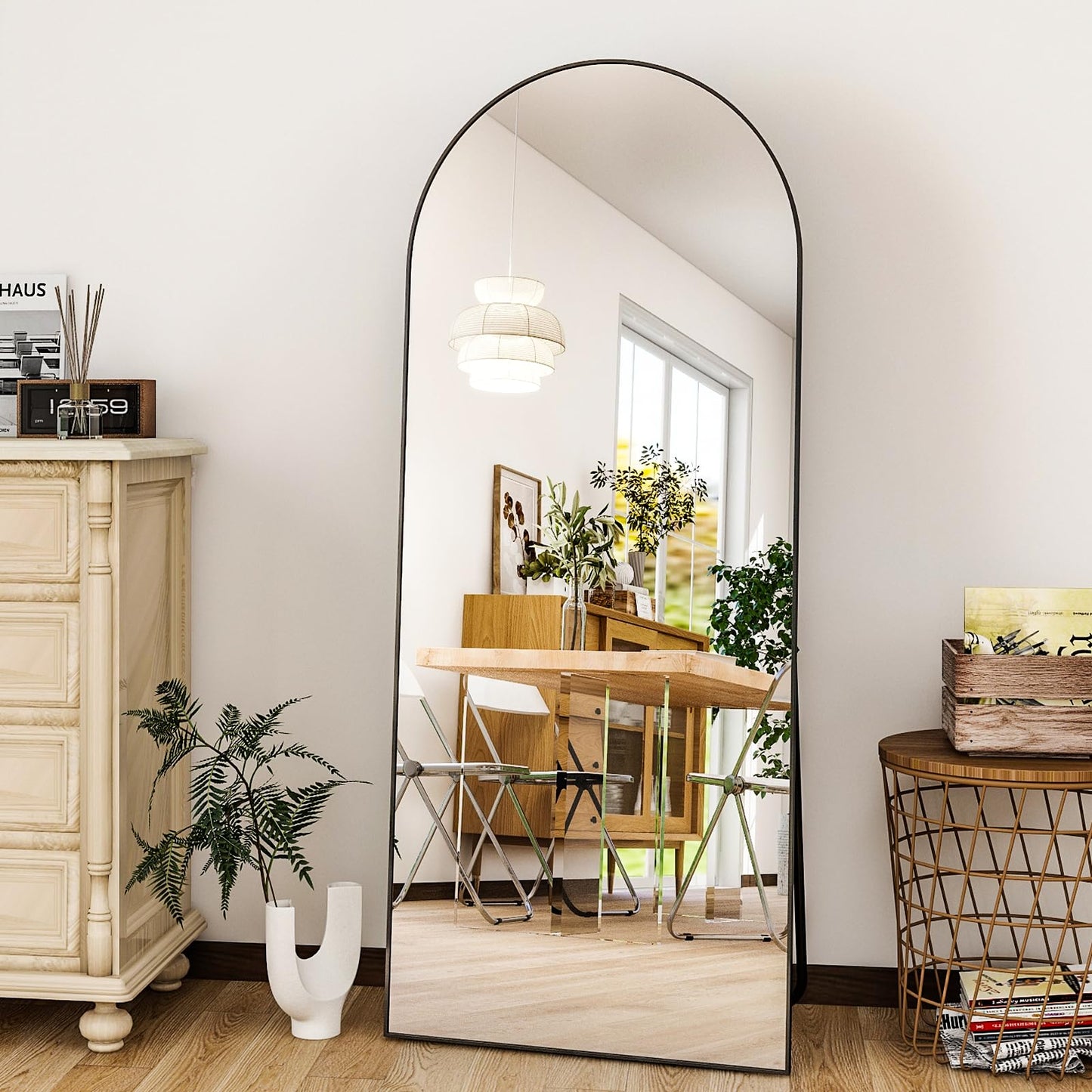 HARRITPURE 64"x21" Arched Full Length Mirror Free Standing Leaning Mirror Hanging Mounted Mirror Aluminum Frame Modern Simple Home Decor for Living Room Bedroom Cloakroom, Gold