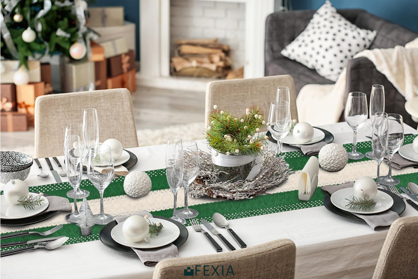 FEXIA Thanksgiving Table Runner for Home Decor with Tassels 72 Inches Long Farmhouse Rustic Boho Table Runner Macrame Burlap Fall Table Decoration for Living Room Bridal Shower(12x72 Inches)
