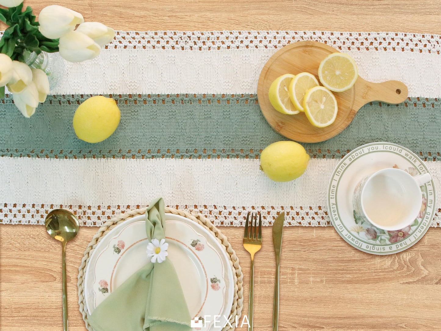 FEXIA Thanksgiving Table Runner for Home Decor with Tassels 72 Inches Long Farmhouse Rustic Boho Table Runner Macrame Burlap Fall Table Decoration for Living Room Bridal Shower(12x72 Inches)