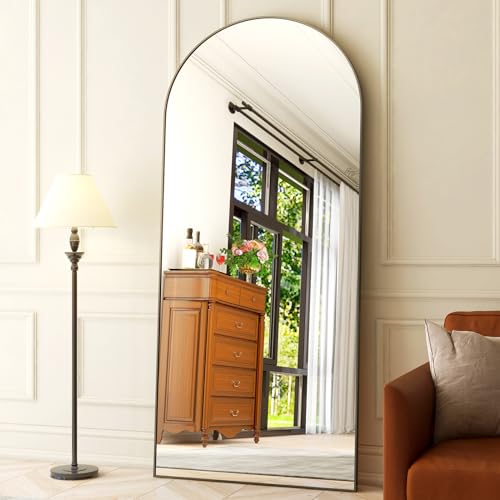 HARRITPURE 64"x21" Arched Full Length Mirror Free Standing Leaning Mirror Hanging Mounted Mirror Aluminum Frame Modern Simple Home Decor for Living Room Bedroom Cloakroom, Gold
