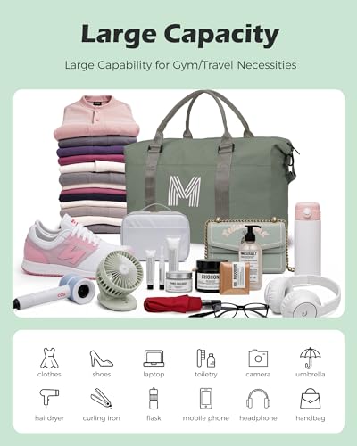 Graduation Gifts for Girls, Initial Travel Duffel Bag, Sports Bag, Personalized Weekender Bag，Monogram Overnight Bag Gift for Grandmother,Birthday Gifts Personalized Gifts (Letter M)