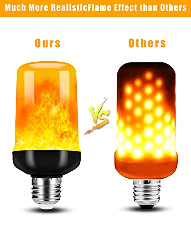 Hompavo 【Upgraded】 LED Flame Light Bulbs, 4 Modes Flickering Light Bulbs with Upside Down Effect, E26/E27 Flame Bulb for Halloween Christmas Party Patio Porch Home Indoor & Outdoor Decorations - 2