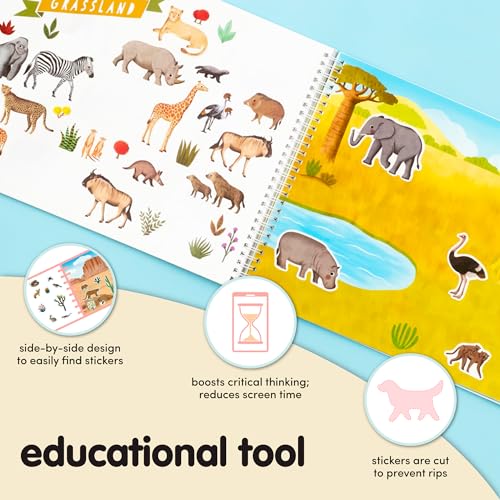 Cupkin Animal Sticker Book Activity for Kids, Toddler Airplane Travel Essentials, 500+ Habitat Stickers for Kids + 12 Scenes + 12 Coloring Book Pages, Animal Lover Kids Gift, Kids Crafts for Ages 2-8
