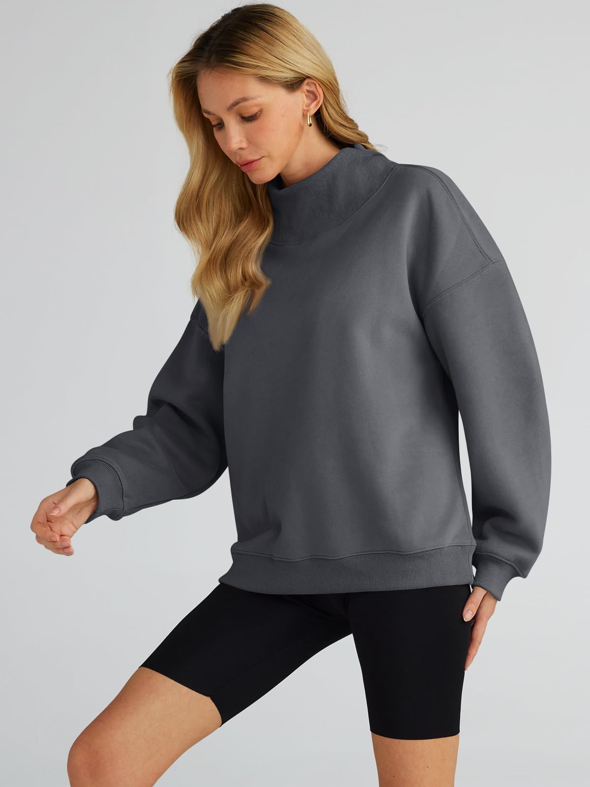Trendy Queen Womens Oversized Sweatshirts Turtleneck Pullover Long Sleeve Hoodies Tops Fall Outfits 2024 Clothes