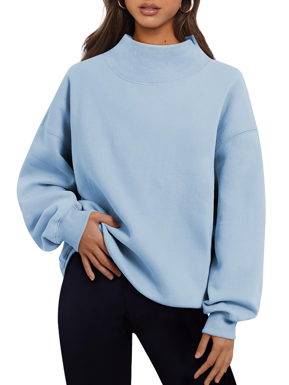 Trendy Queen Womens Oversized Sweatshirts Turtleneck Pullover Long Sleeve Hoodies Tops Fall Outfits 2024 Clothes