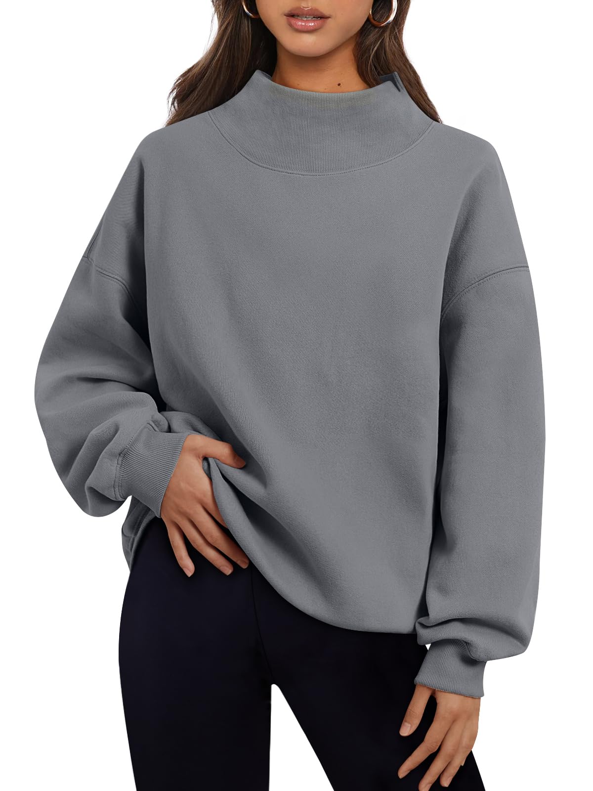 Trendy Queen Womens Oversized Sweatshirts Turtleneck Pullover Long Sleeve Hoodies Tops Fall Outfits 2024 Clothes
