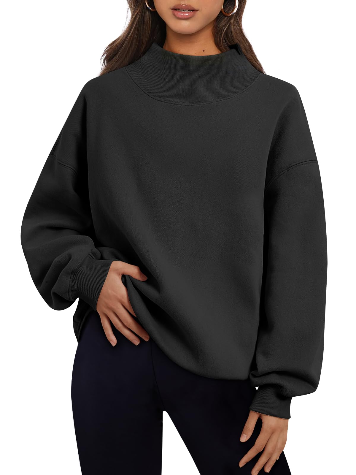 Trendy Queen Womens Oversized Sweatshirts Turtleneck Pullover Long Sleeve Hoodies Tops Fall Outfits 2024 Clothes