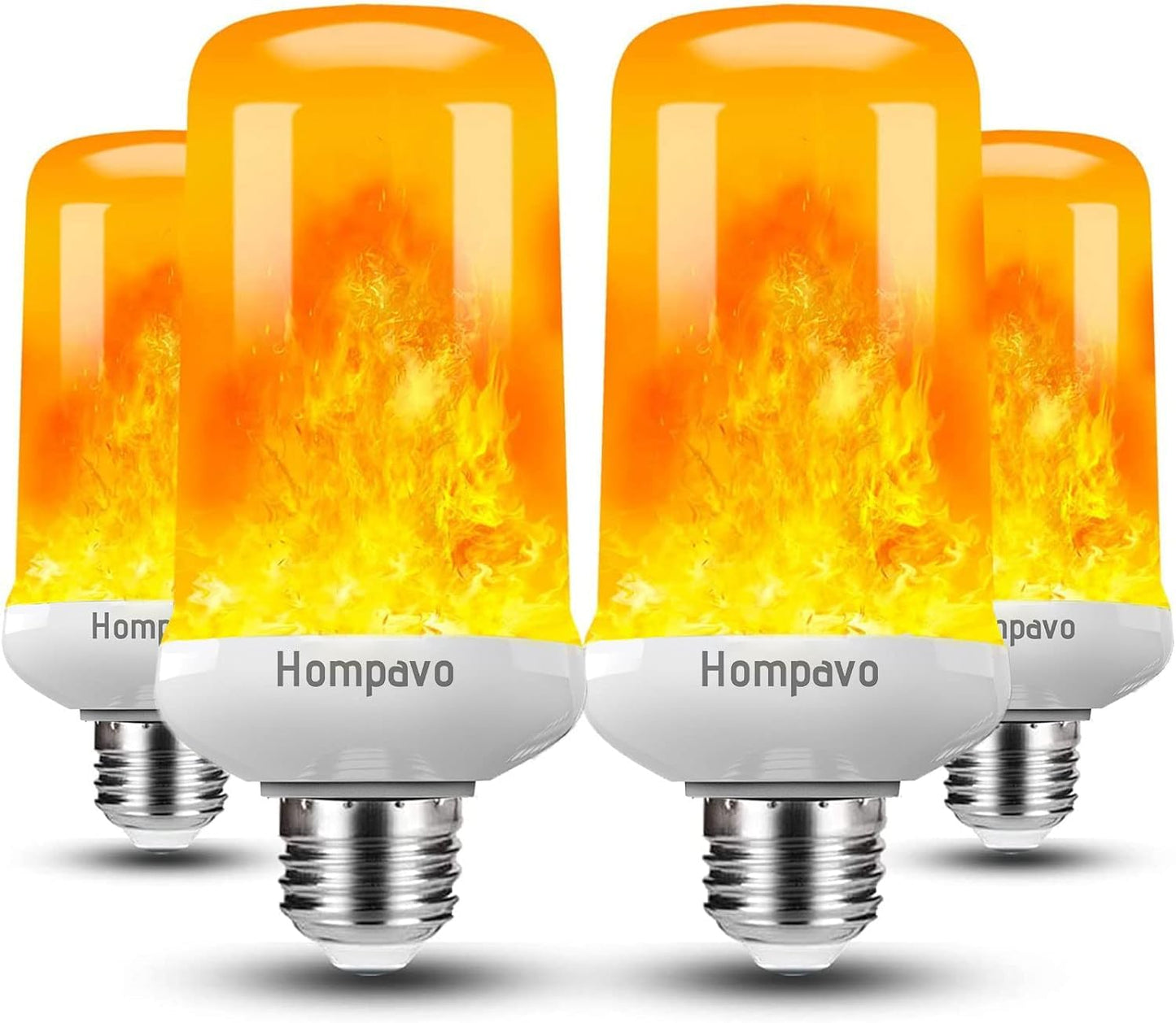 Hompavo 【Upgraded】 LED Flame Light Bulbs, 4 Modes Flickering Light Bulbs with Upside Down Effect, E26/E27 Flame Bulb for Halloween Christmas Party Patio Porch Home Indoor & Outdoor Decorations - 2