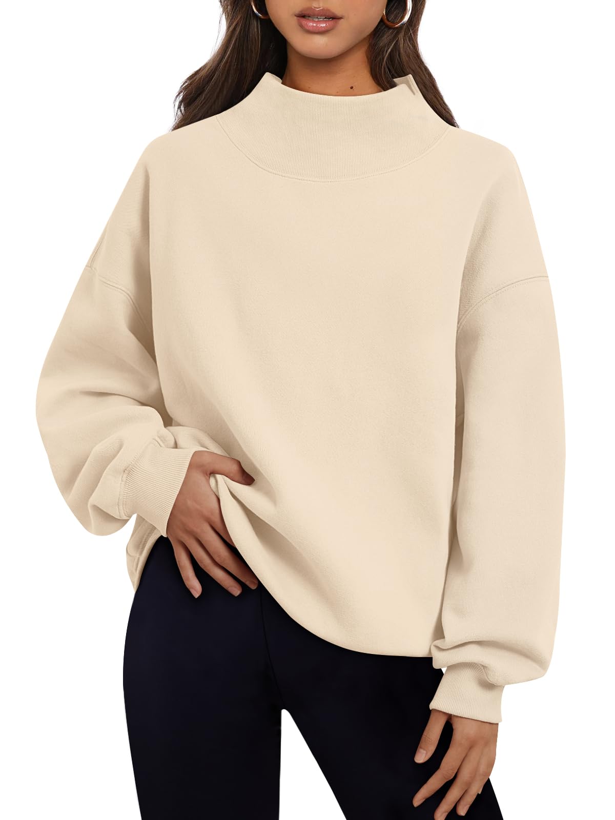 Trendy Queen Womens Oversized Sweatshirts Turtleneck Pullover Long Sleeve Hoodies Tops Fall Outfits 2024 Clothes