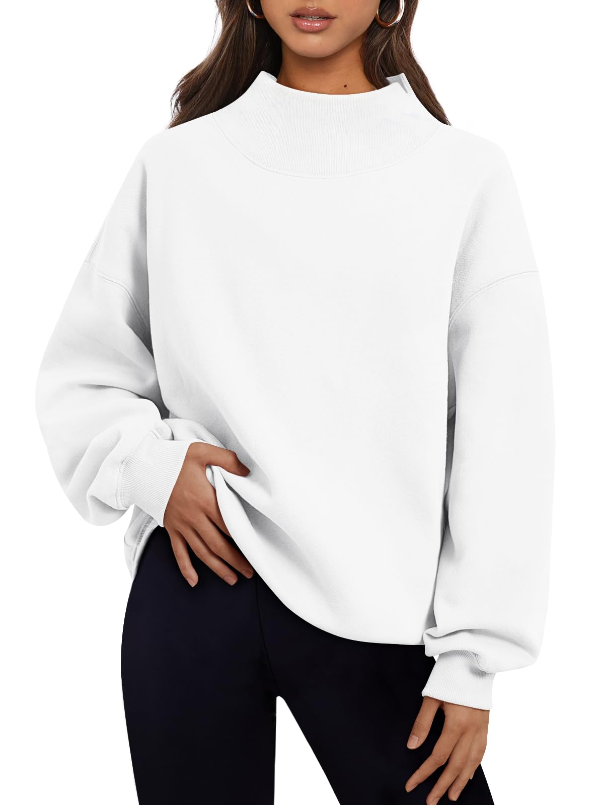 Trendy Queen Womens Oversized Sweatshirts Turtleneck Pullover Long Sleeve Hoodies Tops Fall Outfits 2024 Clothes