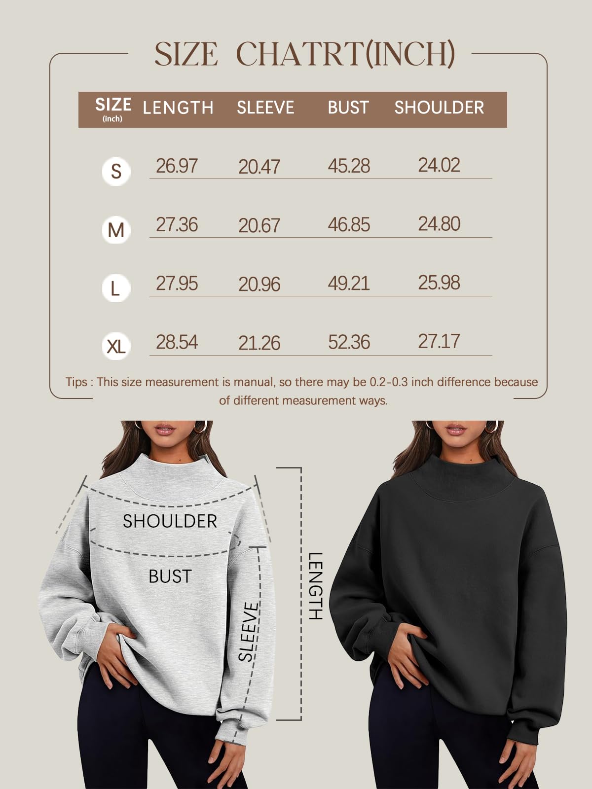 Trendy Queen Womens Oversized Sweatshirts Turtleneck Pullover Long Sleeve Hoodies Tops Fall Outfits 2024 Clothes