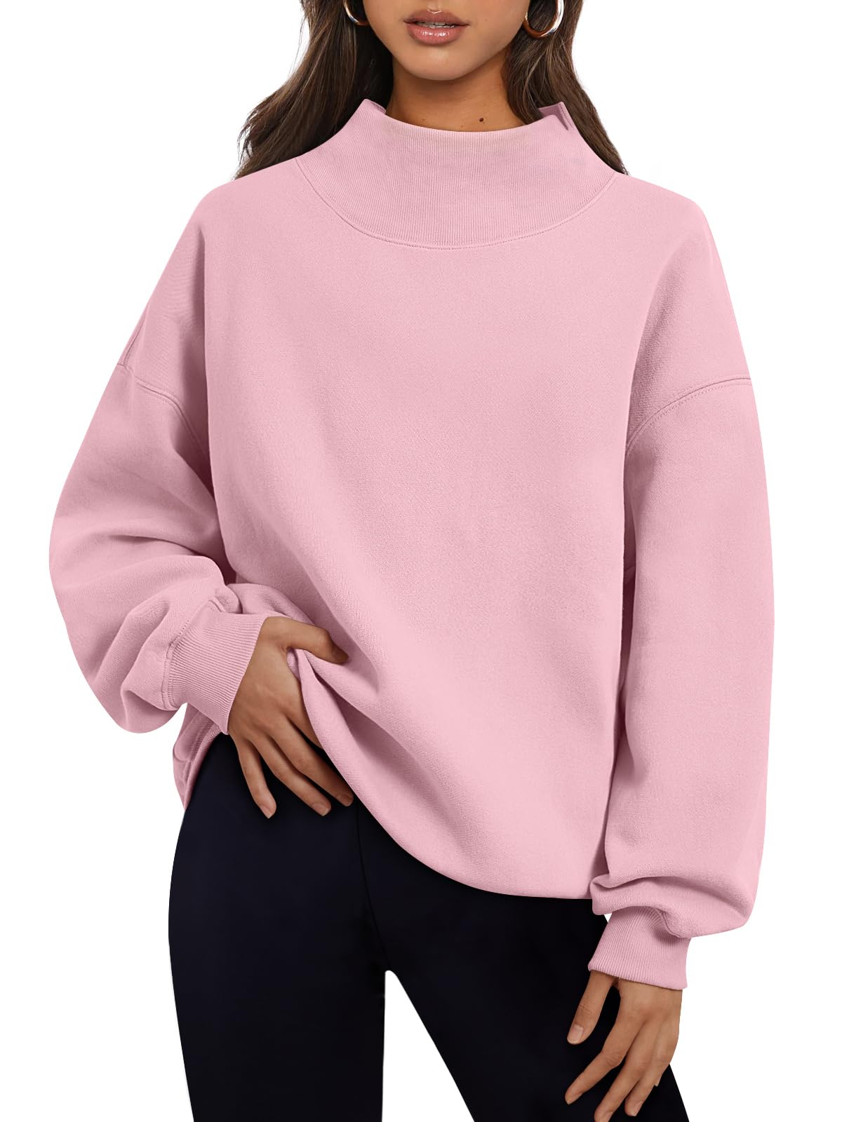 Trendy Queen Womens Oversized Sweatshirts Turtleneck Pullover Long Sleeve Hoodies Tops Fall Outfits 2024 Clothes