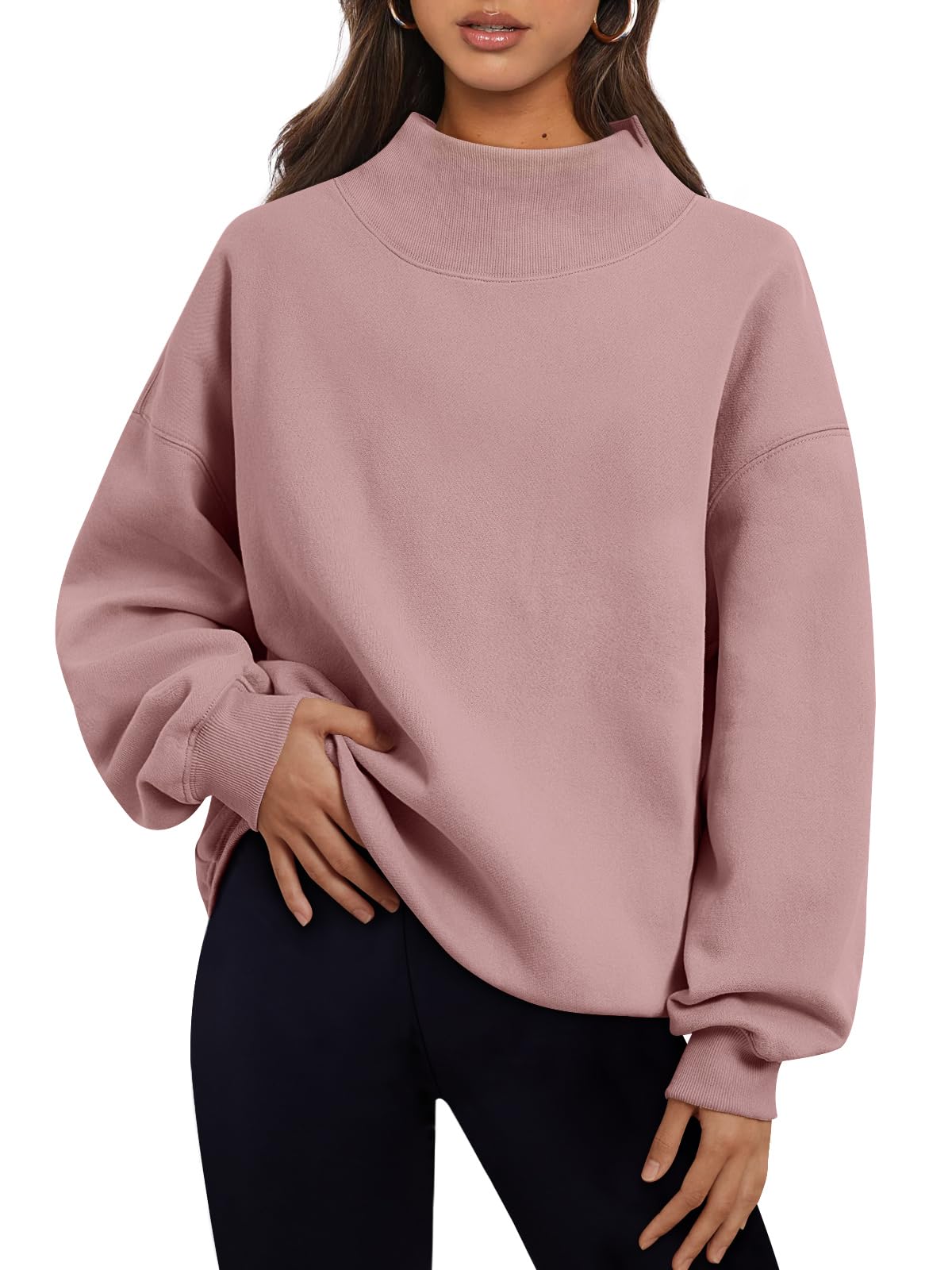Trendy Queen Womens Oversized Sweatshirts Turtleneck Pullover Long Sleeve Hoodies Tops Fall Outfits 2024 Clothes