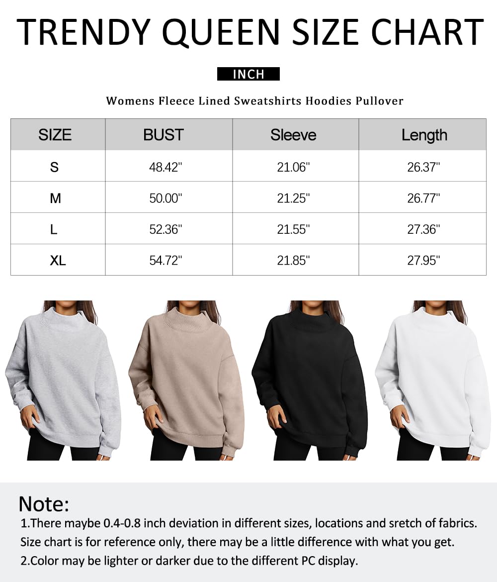 Trendy Queen Womens Oversized Sweatshirts Turtleneck Pullover Long Sleeve Hoodies Tops Fall Outfits 2024 Clothes