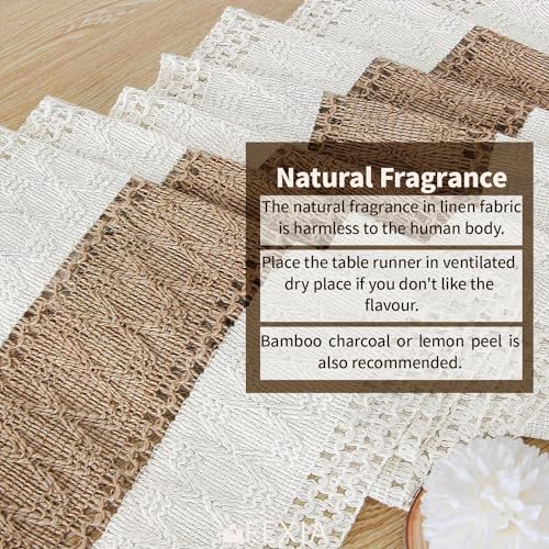 FEXIA Thanksgiving Table Runner for Home Decor with Tassels 72 Inches Long Farmhouse Rustic Boho Table Runner Macrame Burlap Fall Table Decoration for Living Room Bridal Shower(12x72 Inches)