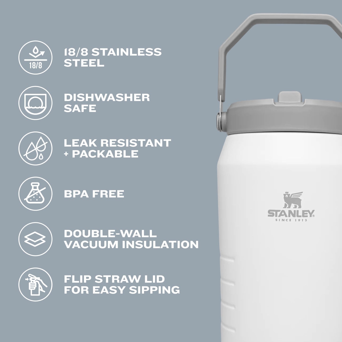 Stanley IceFlow Stainless Steel Tumbler - Vacuum Insulated Water Bottle for Home, Office or Car Reusable Cup with Straw Leak Resistant Flip Cold for 12 Hours or Iced for 2 Days, Mist, 30 OZ / 0.89 L