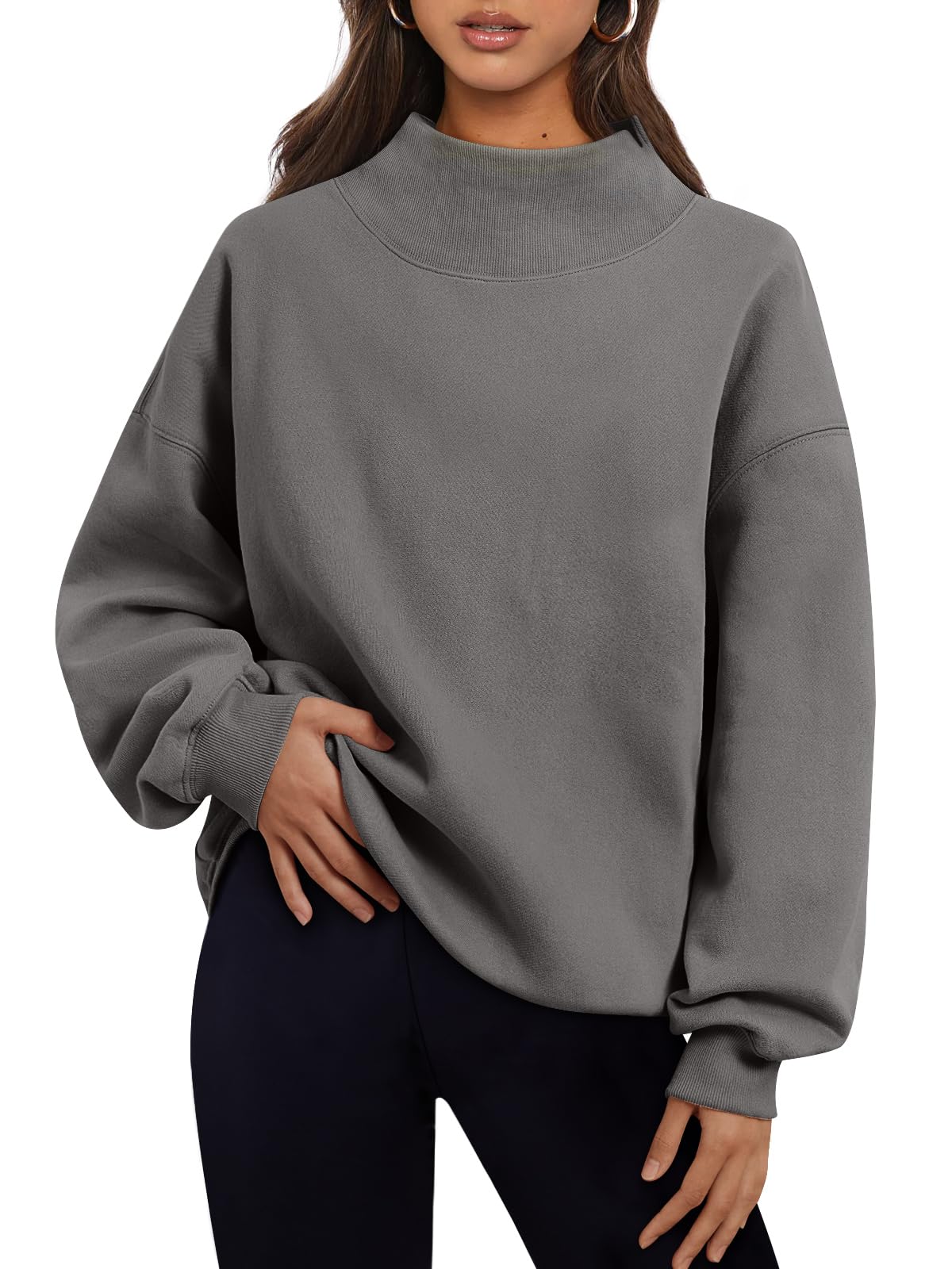 Trendy Queen Womens Oversized Sweatshirts Turtleneck Pullover Long Sleeve Hoodies Tops Fall Outfits 2024 Clothes