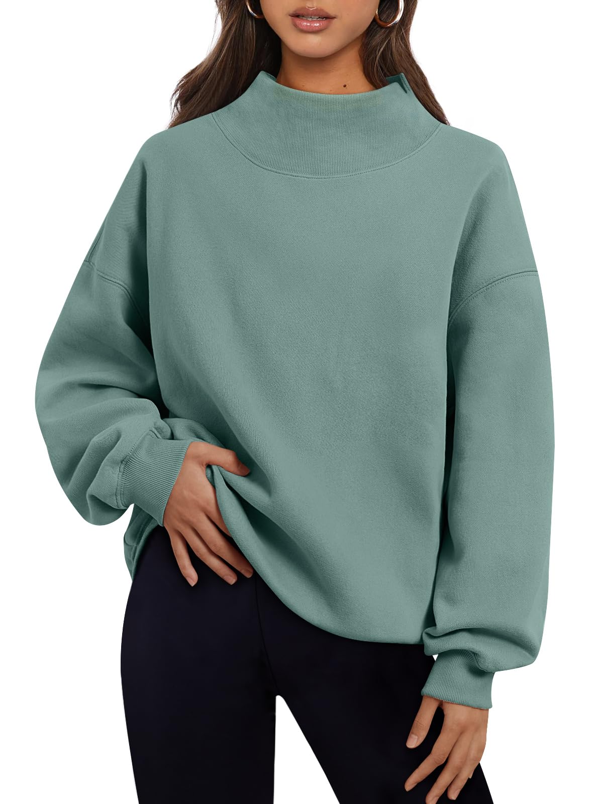Trendy Queen Womens Oversized Sweatshirts Turtleneck Pullover Long Sleeve Hoodies Tops Fall Outfits 2024 Clothes